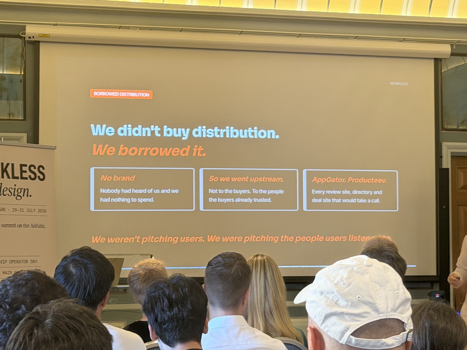 "We didn't buy distribution. We borrowed it." - going upstream to the people users listen to
